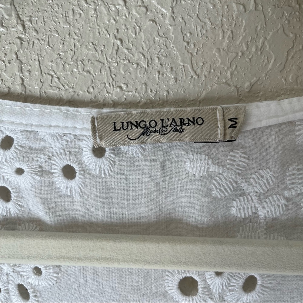 Lungo L’arno made in Italy women’s 100% Linen 3/4 sleeve top, M, white - Picture 3 of 11